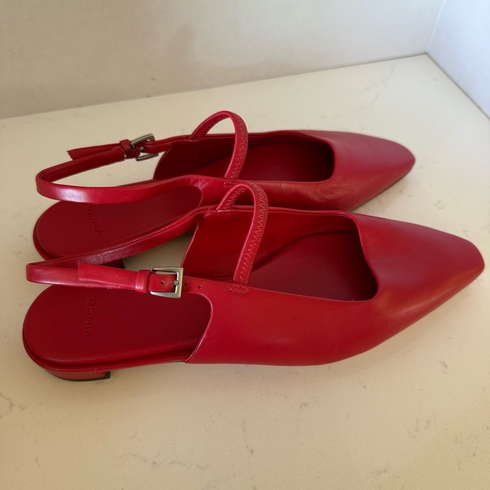 Vince Alta Flats Red Leather Slingback | Women’s Size 6 | New Without Box - Picture 4 of 5